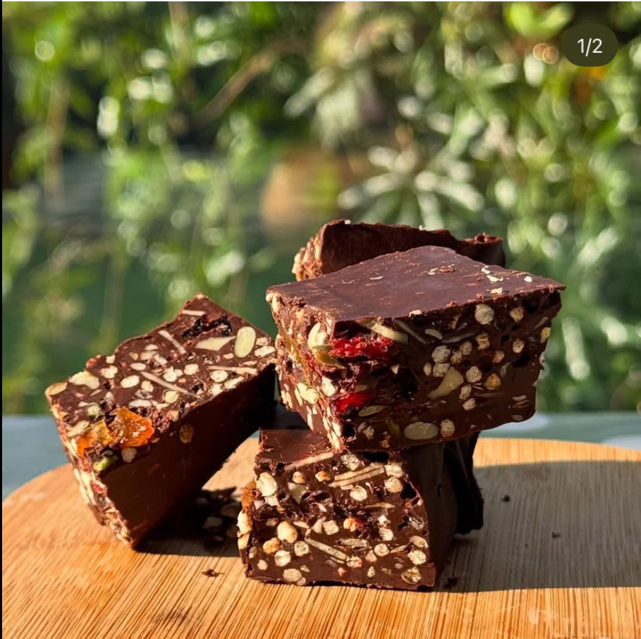 Puffed Quinoa & Seed Dark Chocolate Squares